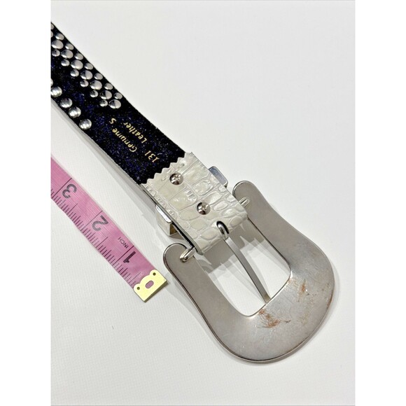 Genuine Leather Gray Croc Embossed Jeweled Rhinestones Western Belt Women’s S - Picture 16 of 16